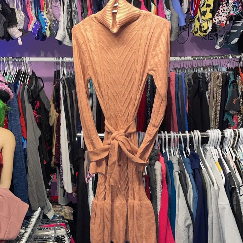 Sweater Dress long sleeve turtle neck knit very form fitting sexy dress Simplee